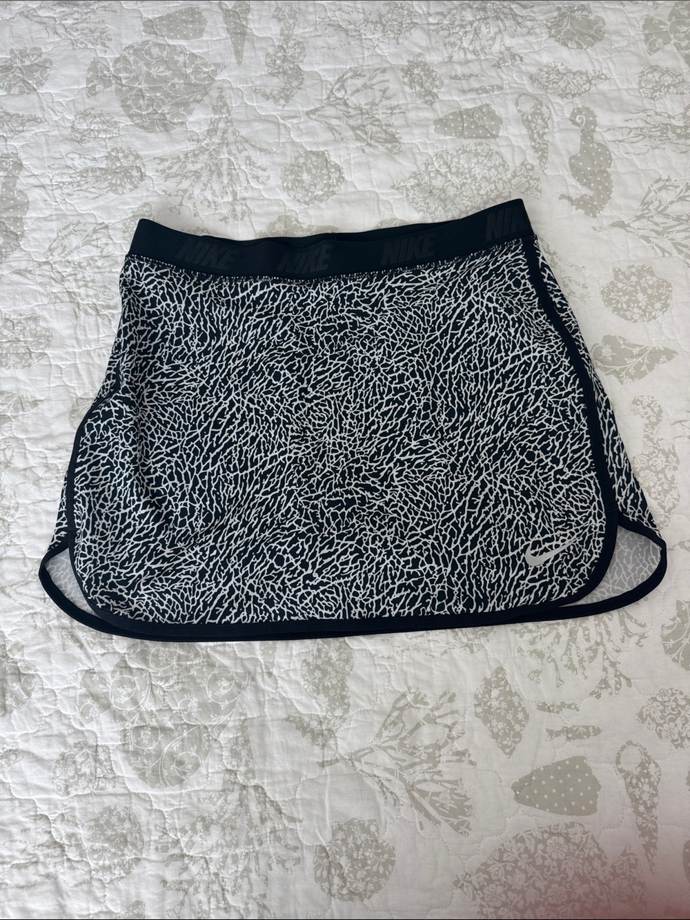 Nike Black and White Patterned Mini Skirt